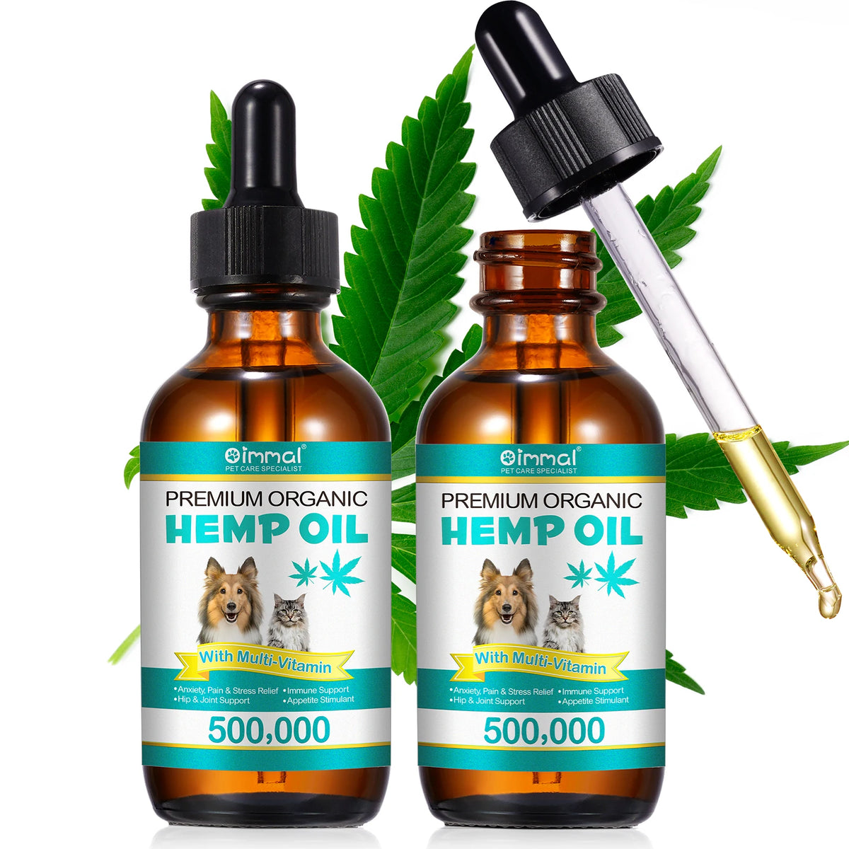 Hemp-Seed Oil with Multi-Vitamin for Dogs And Cats Hip and Joints Support Skin Health-60MLSupport Appetite Stimulant-for pets