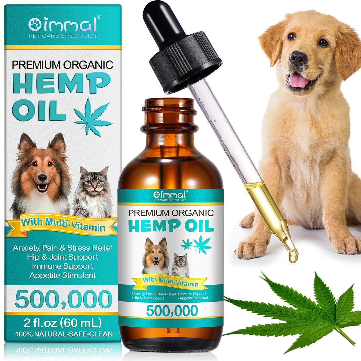 Hemp-Seed Oil with Multi-Vitamin for Dogs And Cats Hip and Joints Support Skin Health-60MLSupport Appetite Stimulant-for pets