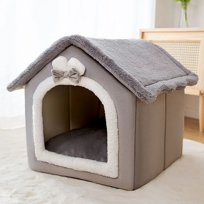 Enclosed Cat House Winter Warm Small Pet Plush Sleeping Nest Basket Removable Washable Soft Pet Bed Dog House Indoor Cat Bed