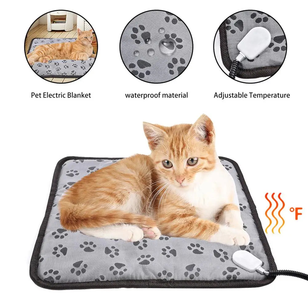 Dog Cat Electric Blanket Heating Pad Pet Bed Mat Waterproof Anti-Bite Adjustable Temperature Chair Cushion #W0