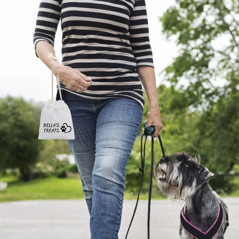 Personalized Dog Food Bag Portable Outdoor Travel Training Pet Snack Bags For Pet Food Key Garbage Bags Free Print Pet Name