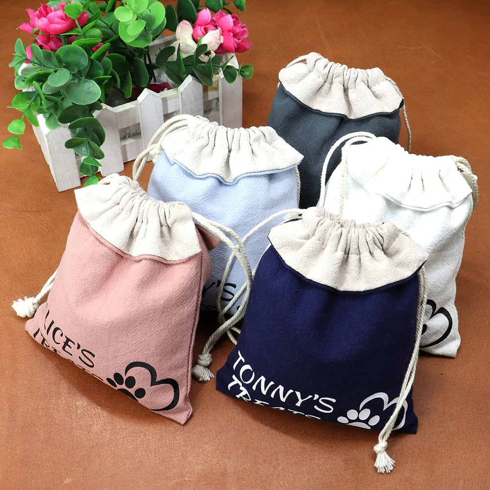 Personalized Dog Food Bag Portable Outdoor Travel Training Pet Snack Bags For Pet Food Key Garbage Bags Free Print Pet Name