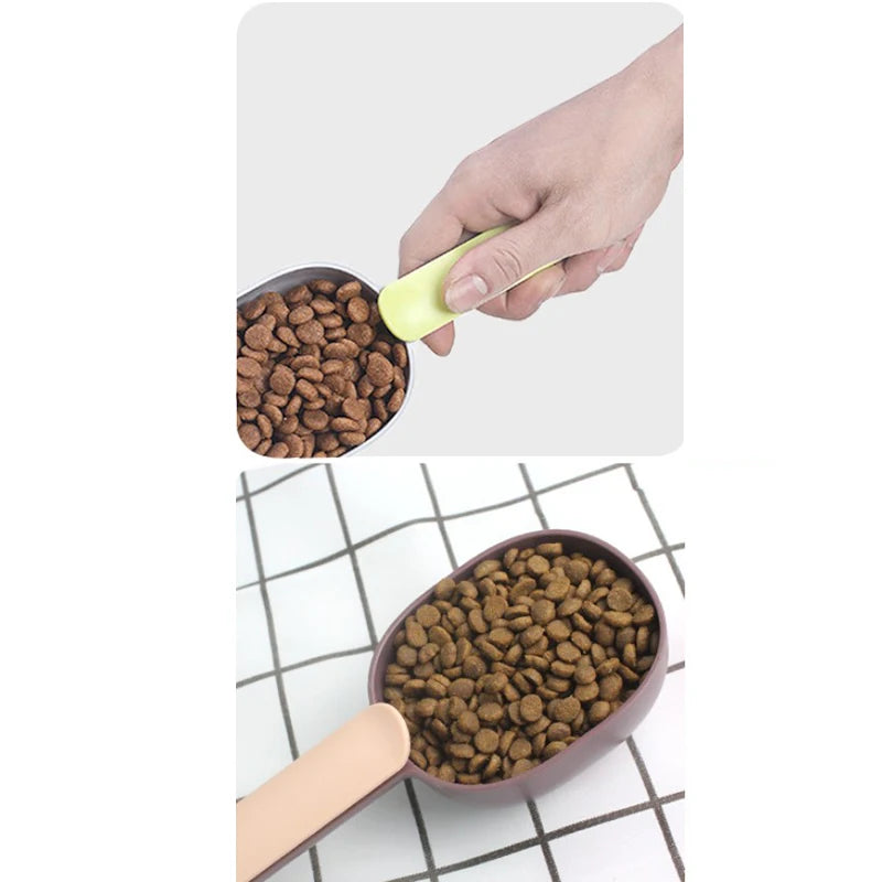 Pet Cat Dog Food Shovel Mutli-function Feeding Scoop Spoon with Sealing Bag Clip Creative Measuring Cup Pet Supplies