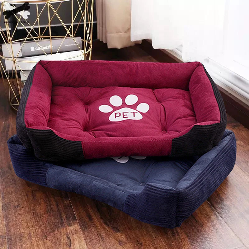 Paw Print Pet Bed Large House For Large Dog Puppy Kennel Waterproof Cat Litter Four Seasons Nest Warm Pet Supplies Bed Linen