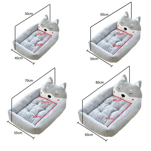 31    Dog Bed Animal Cartoon Shaped Mat Lounger Sofa Detachable Pet Bed Dog Pad Kennels Winter Warming Big Basket Mattress