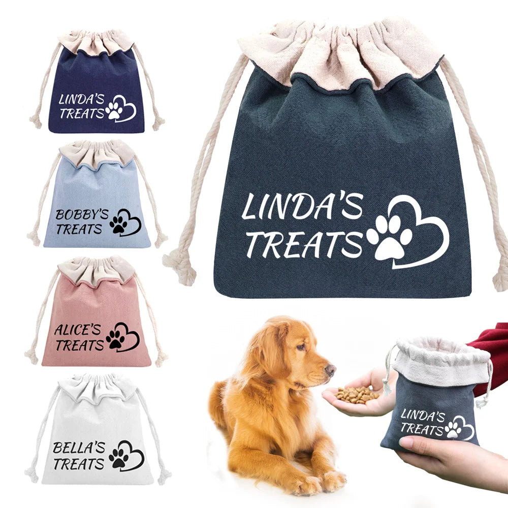 Personalized Dog Food Bag Portable Outdoor Travel Training Pet Snack Bags For Pet Food Key Garbage Bags Free Print Pet Name