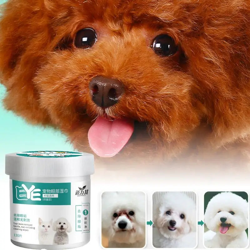 130 PCS/A Lot Pets Dogs Cats Wipe Pet Eye Wet Wipes Dog Cat Tear Stain Remover Pet Eye Grooming Wipes Pet Grooming Supplies Pets