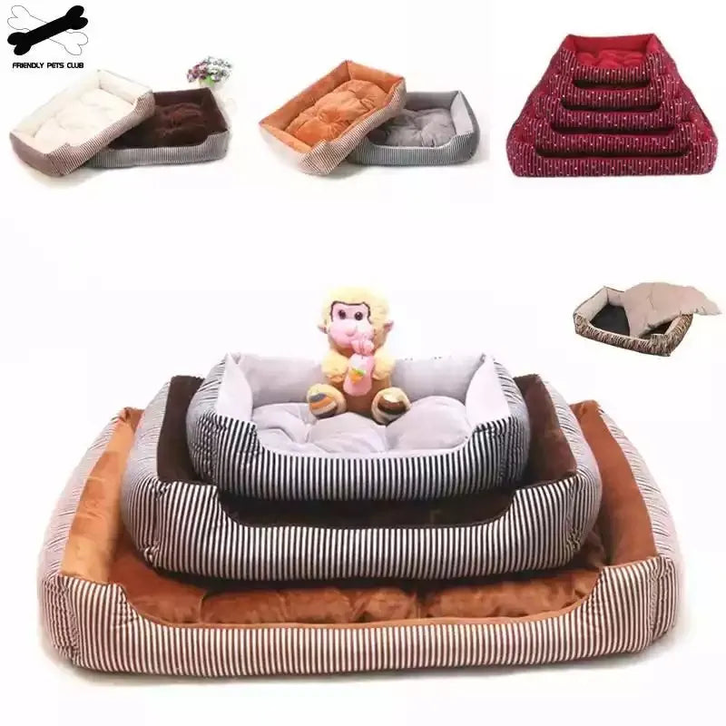 5 Size Pet Bed Dog Warm Pad Winter Mat Striped Pet Products Small Medium Large Big Sized Kennel Waterproof Pet Nest