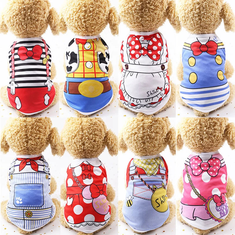 Lovely Fake Strap Cheap Pet Clothes For Dogs Summer Breathable Mesh Dog Clothes For Small Dogs Tshirt Pet Clothes For Dogs Funny