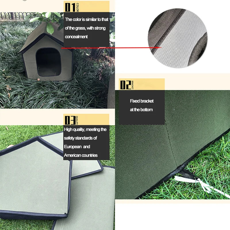Foldable Cat House Waterproof House for Cats Small Dogs Outdoor Kitten Puppy Cave Nest Pet Bed With Inner Pad Cat Accessories