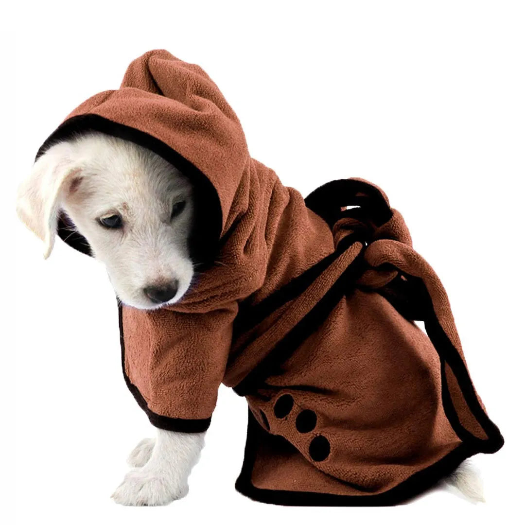 Dog Bathrobe Soft Quickly Absorbing Water Fiber Pet Drying Towel Robe with hat Pupuy Cat Pet Grooming supplies
