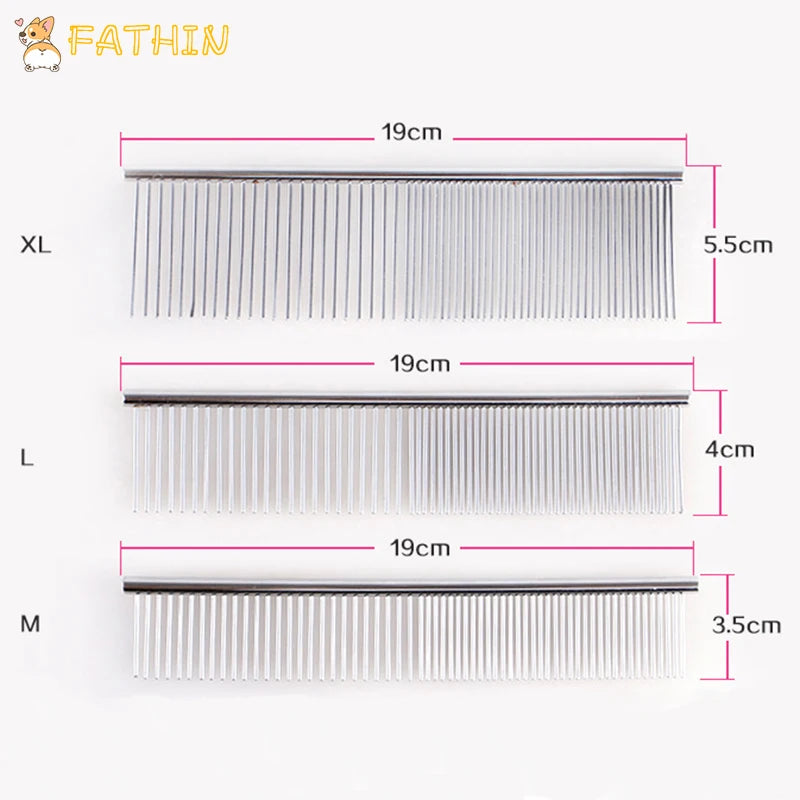 FATHIN Pet Grooming Supplies Dog Grooming Combs Stainless Steel Dog Brush M L XL for Small Large Dogs Cats