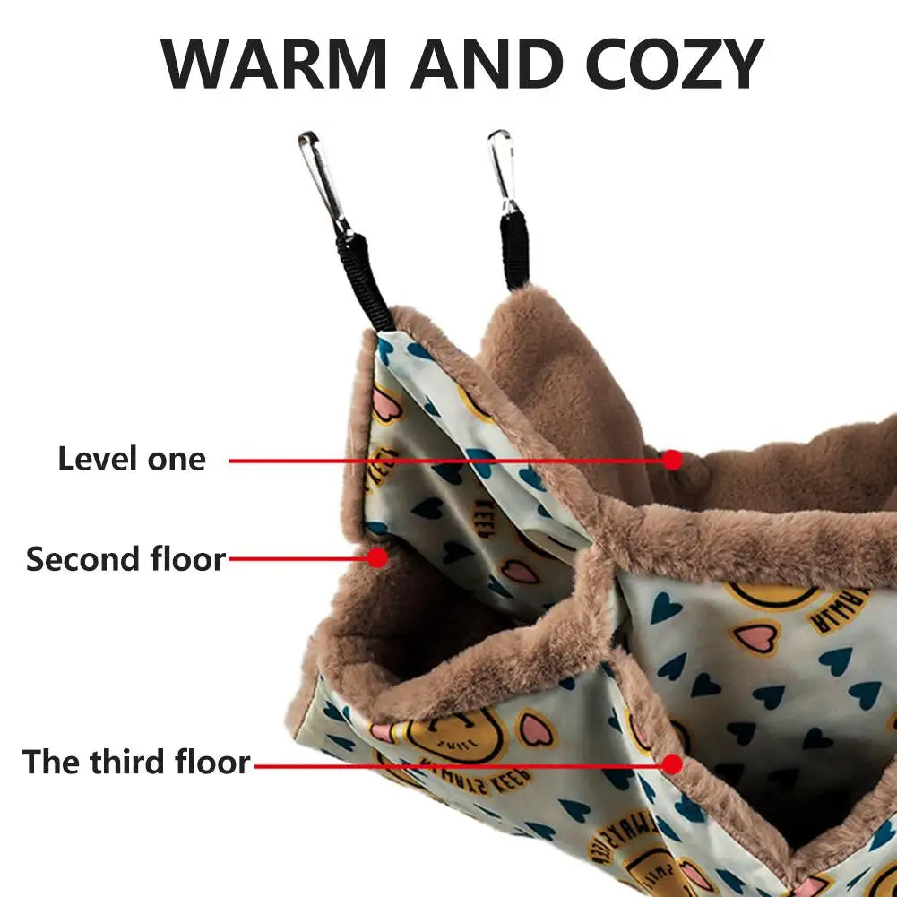 Small Pet Bed Hamster Hammock Double-layer Hammock Hamster Hanging Bed Cage For Ferret Squirrel Pet Warm Hanging Nest