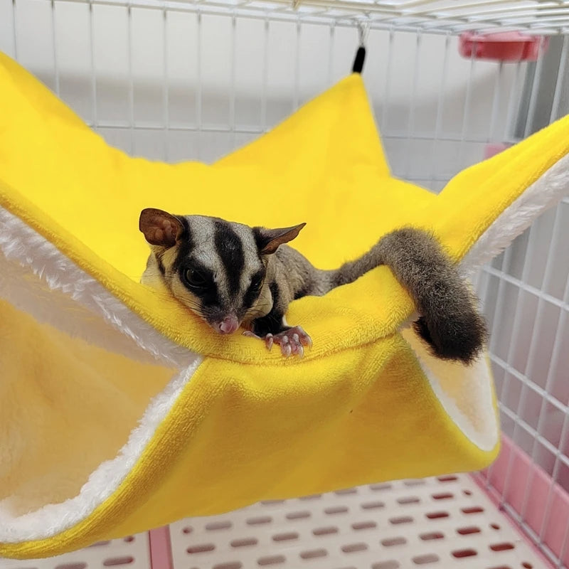 Plush Hamster Hammock Double-layer Thicken Warm Sleeping Bag Nest Hanging Cage House for Squirrel Ferret Rabbit Pet Bed