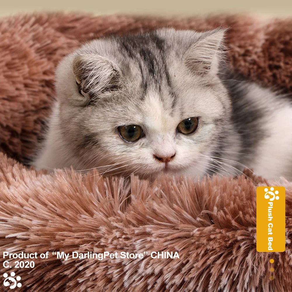 Super Soft Dog Cat Bed Round Washable Long Plush Dog Kennel Cats House Velvet Mat Sofa for Cat Dog Chihuahua Dog Basket Pet Bed