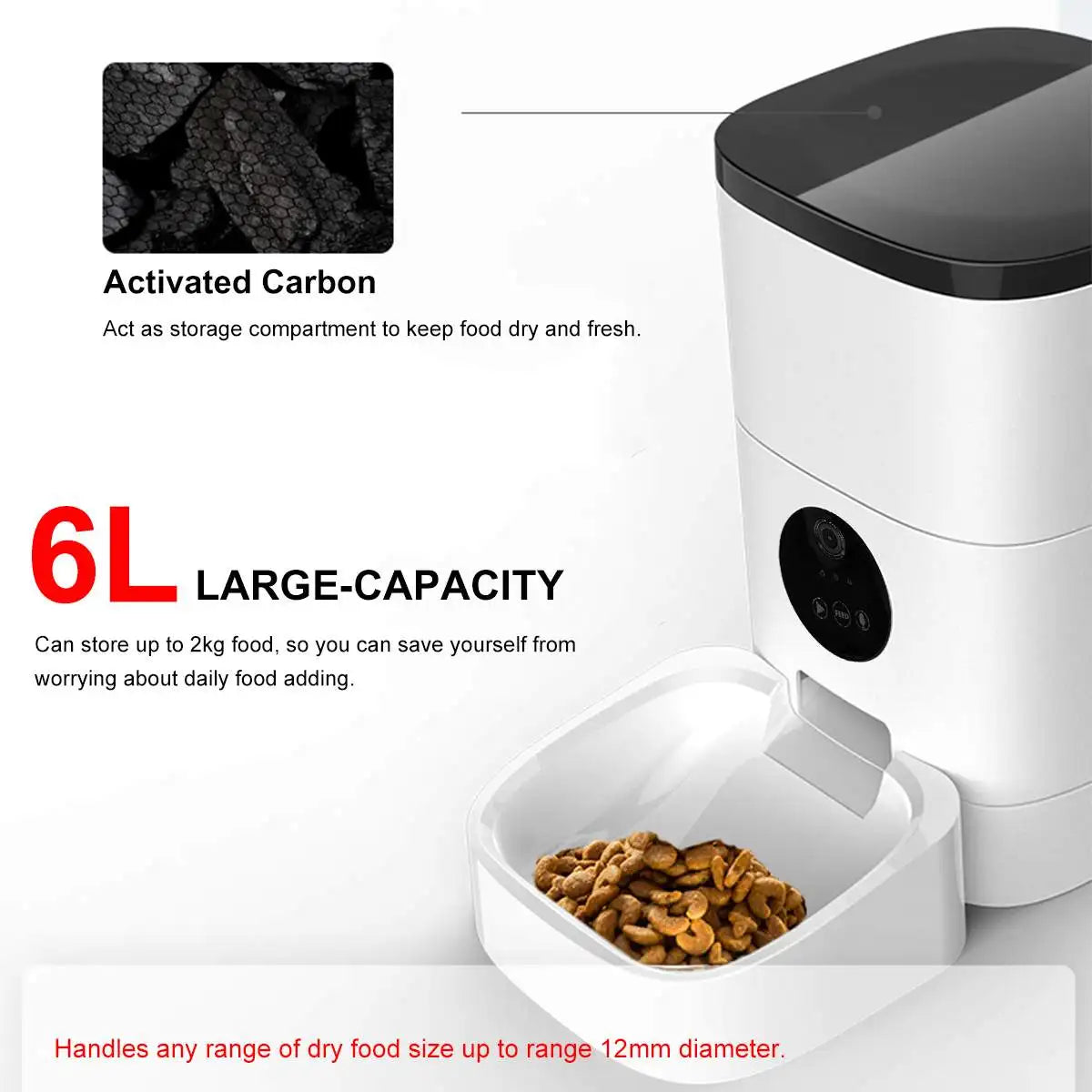 6L Pet Automatic Feeder Cat Dog Food Dispenser Vedio Version Smart 5S Voice Recorder APP Control Timing Feeding With HD Camera