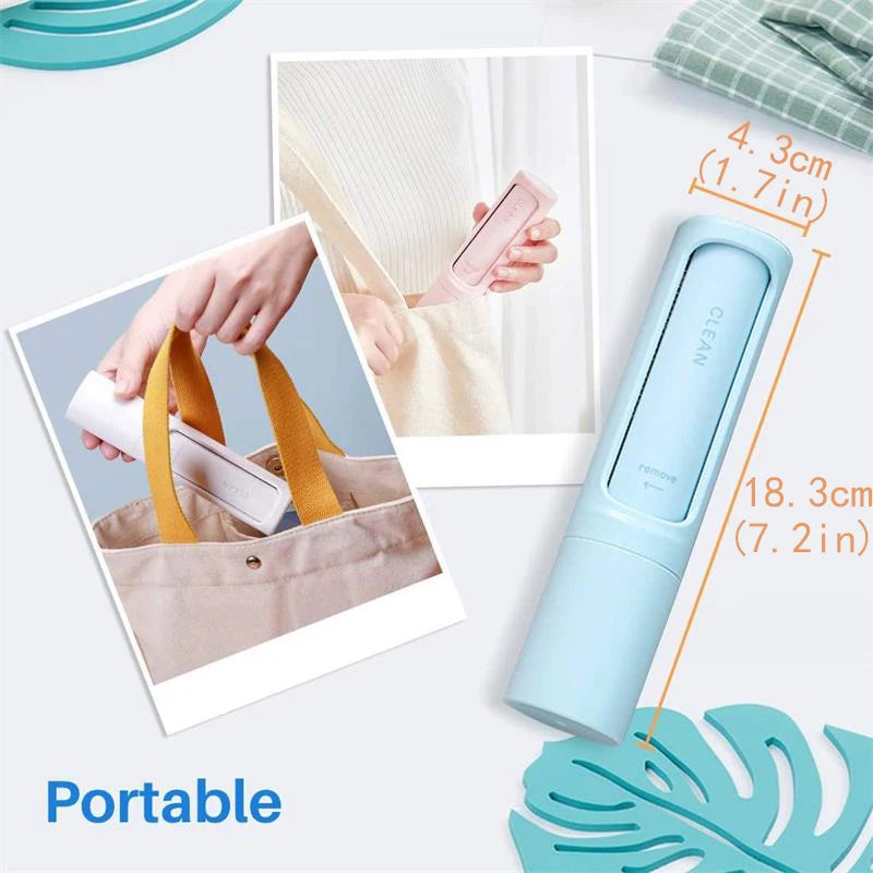 2-1 Reusable Pet Hair Remover Brush Lint Roller Portable Self Cleaning Dog Cat Hair Dust Roller Brushes Pet Grooming Supplies