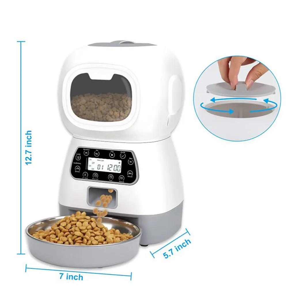 Smart Automatic Dog Cat Feeder 3.5 Liters Dry Food Dispenser Plus 2L Water Feeder Suitable For Small And Medium Pet Smart Feeder