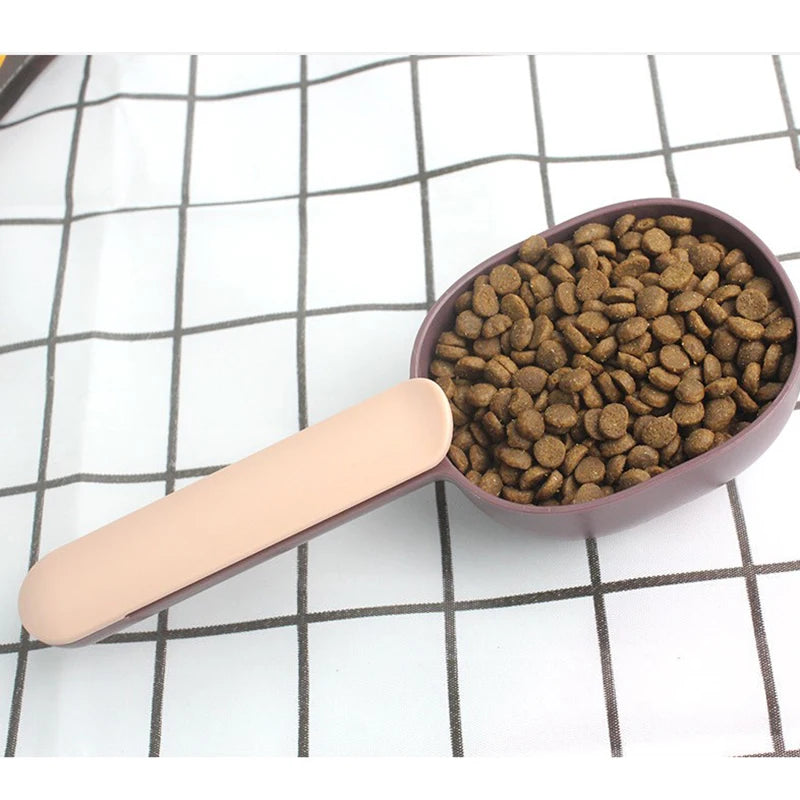 Pet Cat Dog Food Shovel Mutli-function Feeding Scoop Spoon with Sealing Bag Clip Creative Measuring Cup Pet Supplies