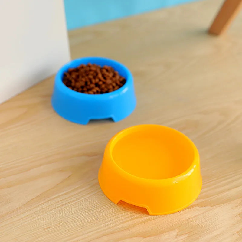 Colorful Pet Bowl Dog Cat Puppy Plastic Round Bowl Travel Feeding Food Water Bowl Dish Dog Food Bowls Pet Products