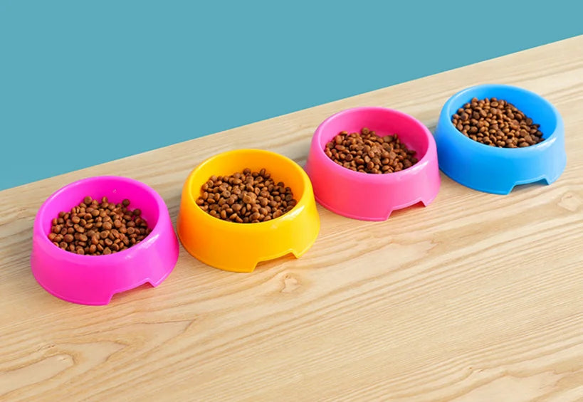 Colorful Pet Bowl Dog Cat Puppy Plastic Round Bowl Travel Feeding Food Water Bowl Dish Dog Food Bowls Pet Products
