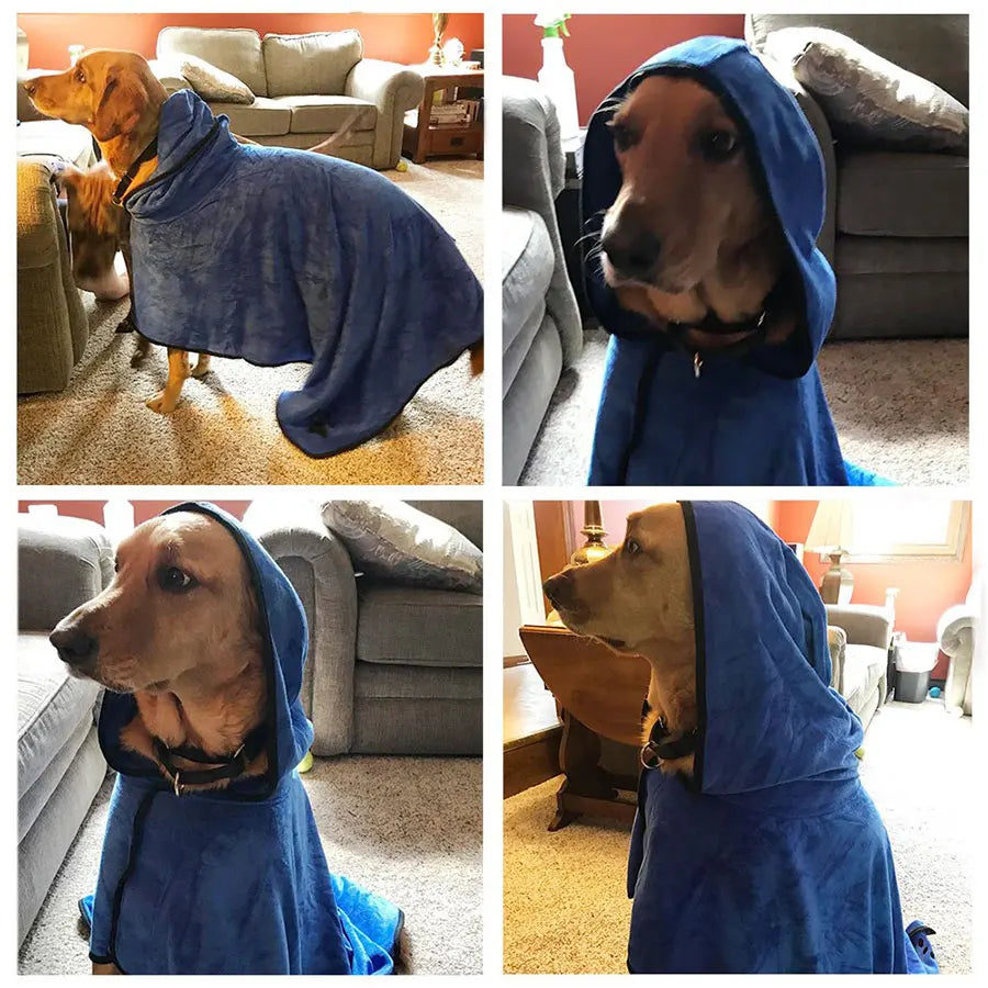 Dog Bathrobe Soft Quickly Absorbing Water Fiber Pet Drying Towel Robe with hat Pupuy Cat Pet Grooming supplies