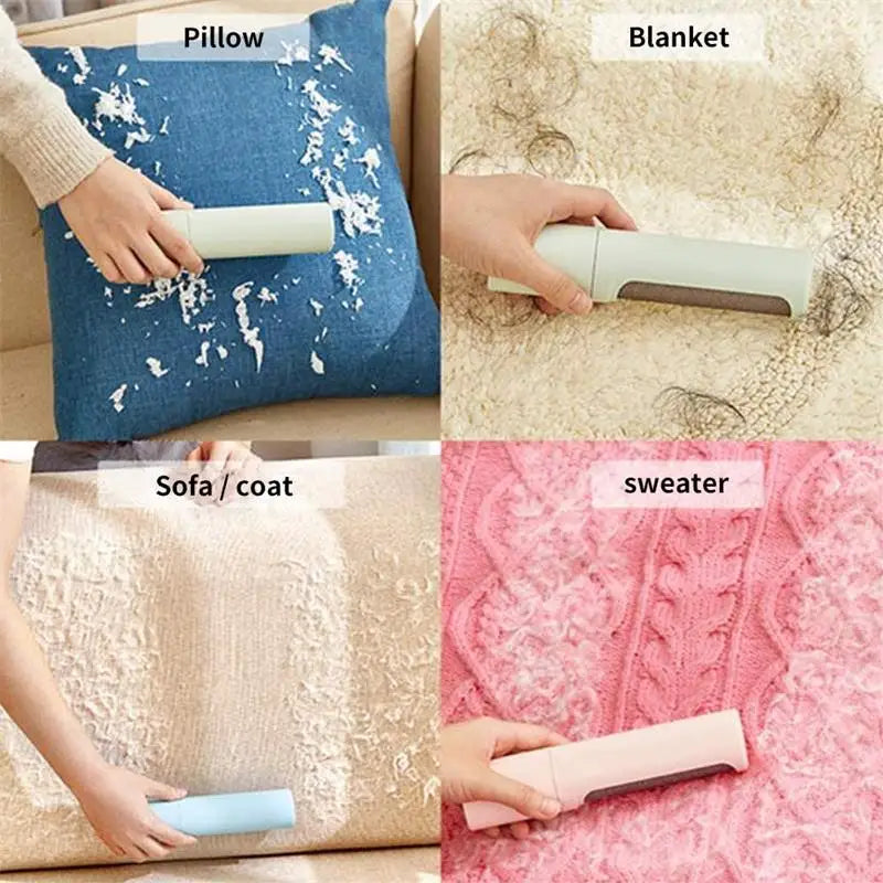 2-1 Reusable Pet Hair Remover Brush Lint Roller Portable Self Cleaning Dog Cat Hair Dust Roller Brushes Pet Grooming Supplies