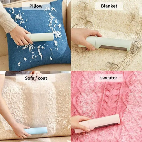 2-1 Reusable Pet Hair Remover Brush Lint Roller Portable Self Cleaning Dog Cat Hair Dust Roller Brushes Pet Grooming Supplies