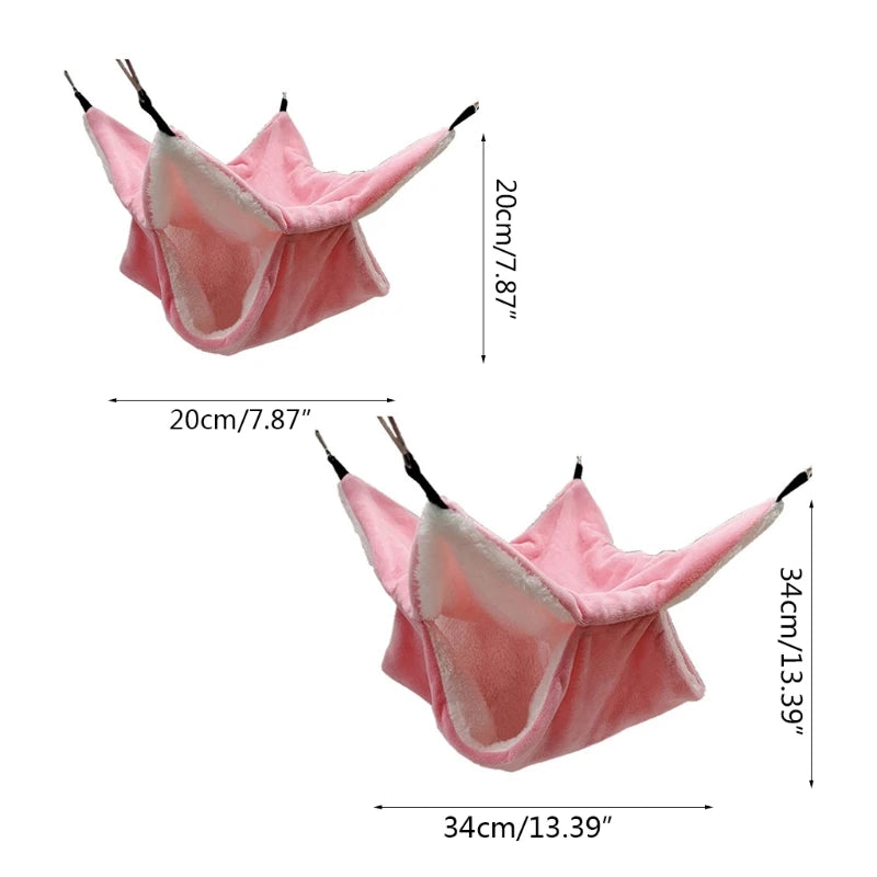 Plush Hamster Hammock Double-layer Thicken Warm Sleeping Bag Nest Hanging Cage House for Squirrel Ferret Rabbit Pet Bed