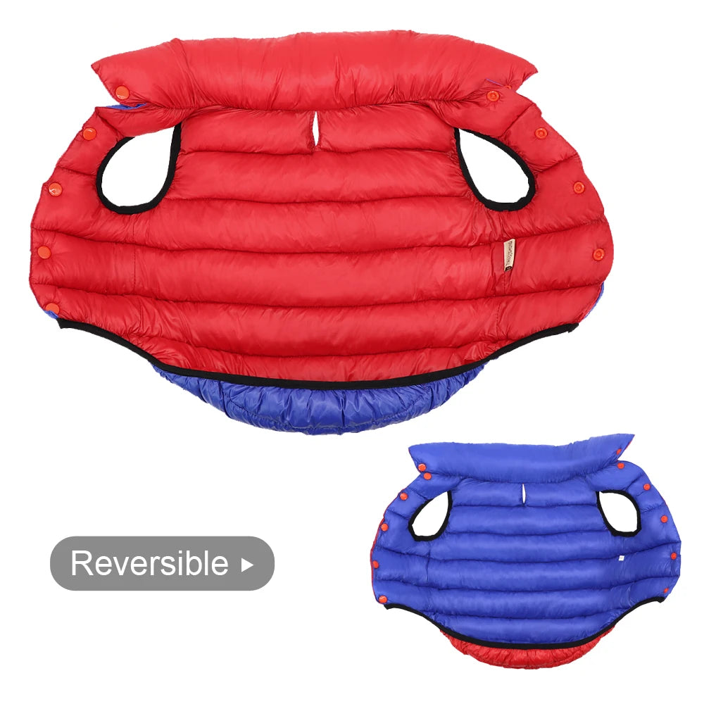 Winter Reversible Dog Clothes Coat Windproof Clothing Jackets Warm Dog Pet Clothes Vest for Small Medium Large Dog Bulldog Pug
