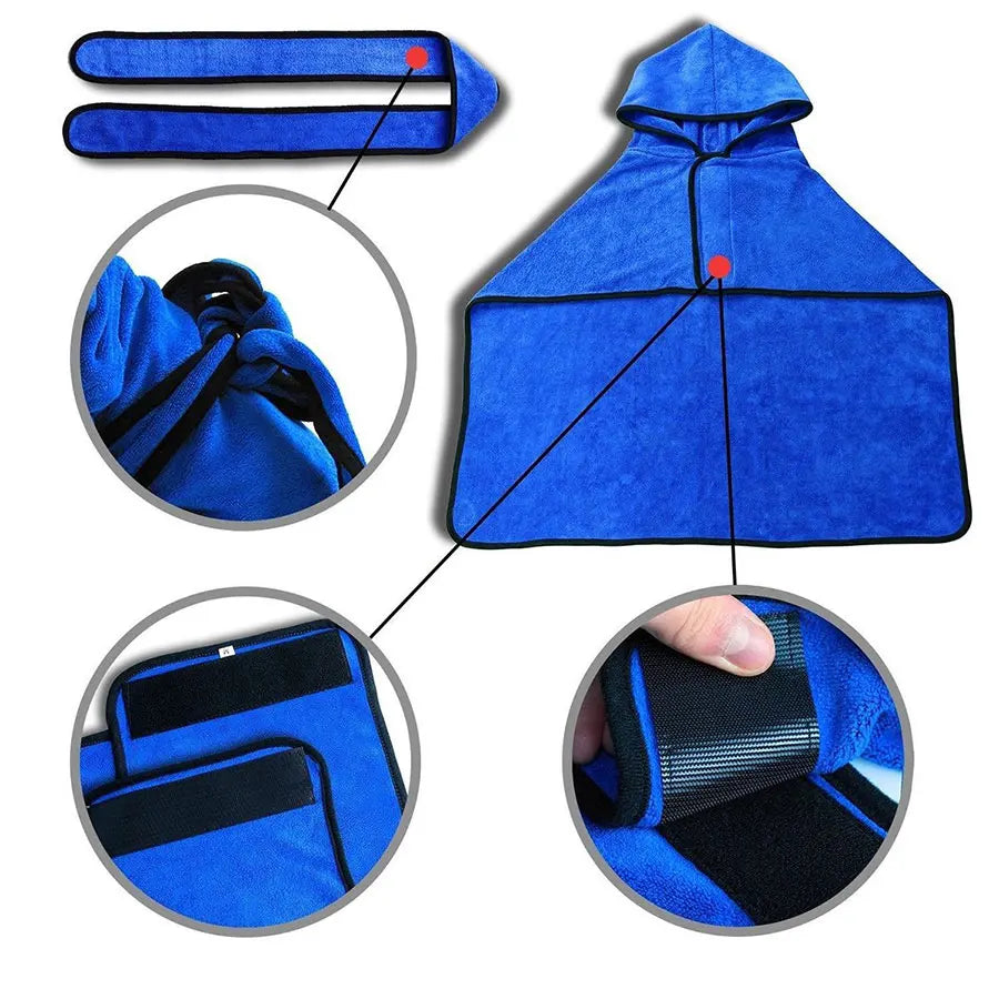 Dog Bathrobe Soft Quickly Absorbing Water Fiber Pet Drying Towel Robe with hat Pupuy Cat Pet Grooming supplies