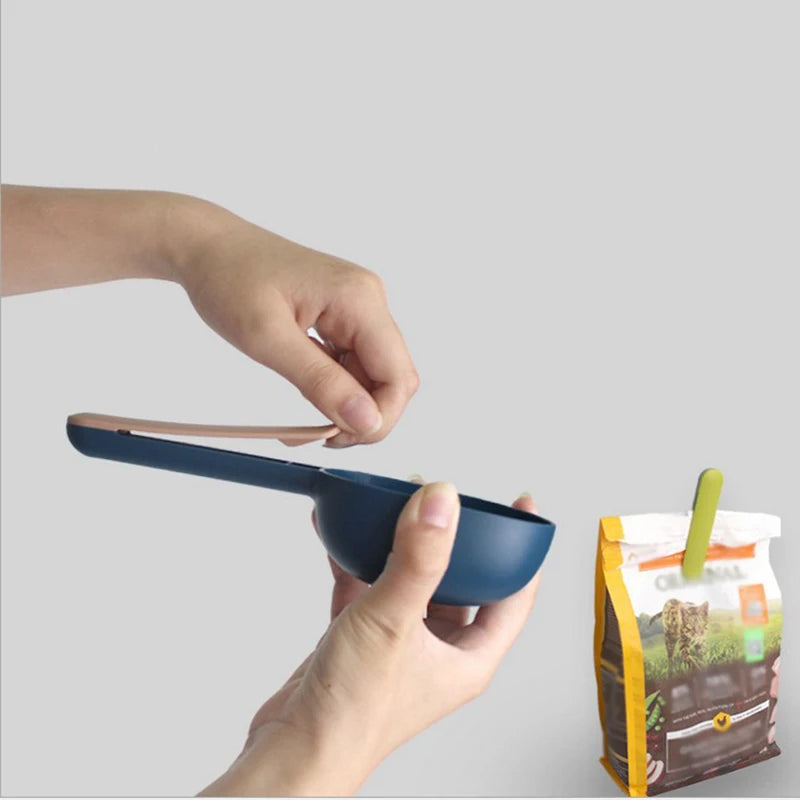 Pet Cat Dog Food Shovel Mutli-function Feeding Scoop Spoon with Sealing Bag Clip Creative Measuring Cup Pet Supplies