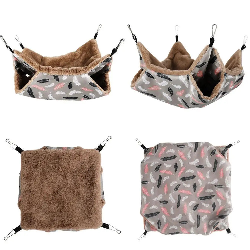 Small Pet Bed Hamster Hammock Double-layer Hammock Hamster Hanging Bed Cage For Ferret Squirrel Pet Warm Hanging Nest