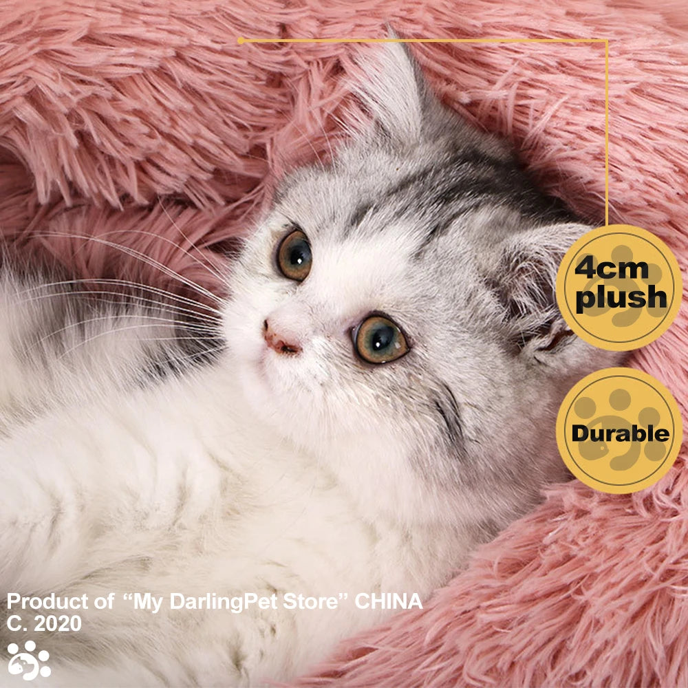 Super Soft Dog Cat Bed Round Washable Long Plush Dog Kennel Cats House Velvet Mat Sofa for Cat Dog Chihuahua Dog Basket Pet Bed