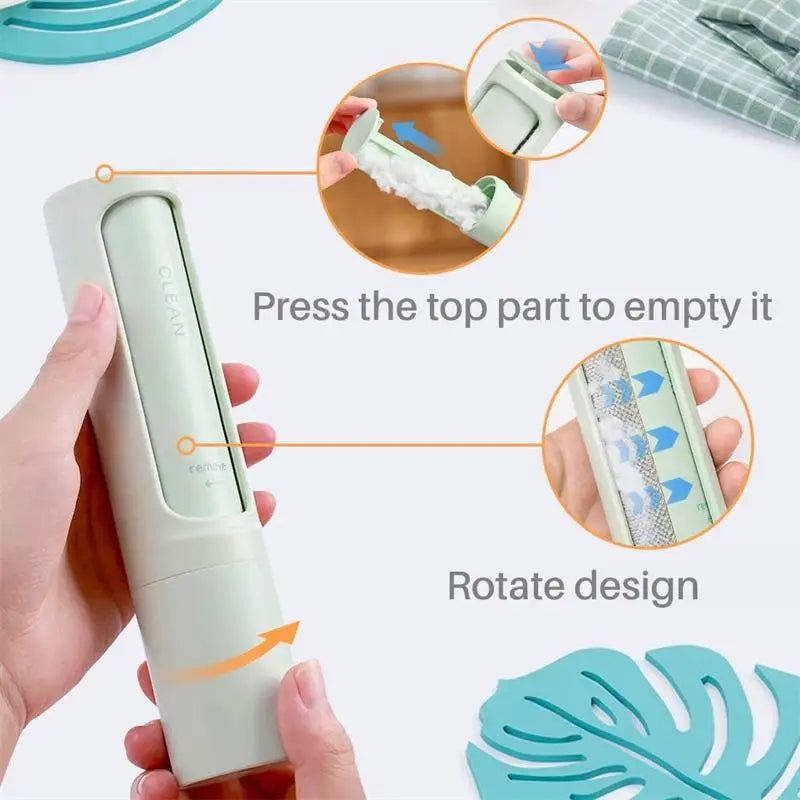 2-1 Reusable Pet Hair Remover Brush Lint Roller Portable Self Cleaning Dog Cat Hair Dust Roller Brushes Pet Grooming Supplies