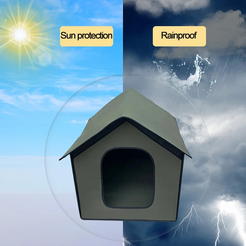 Foldable Cat House Waterproof House for Cats Small Dogs Outdoor Kitten Puppy Cave Nest Pet Bed With Inner Pad Cat Accessories