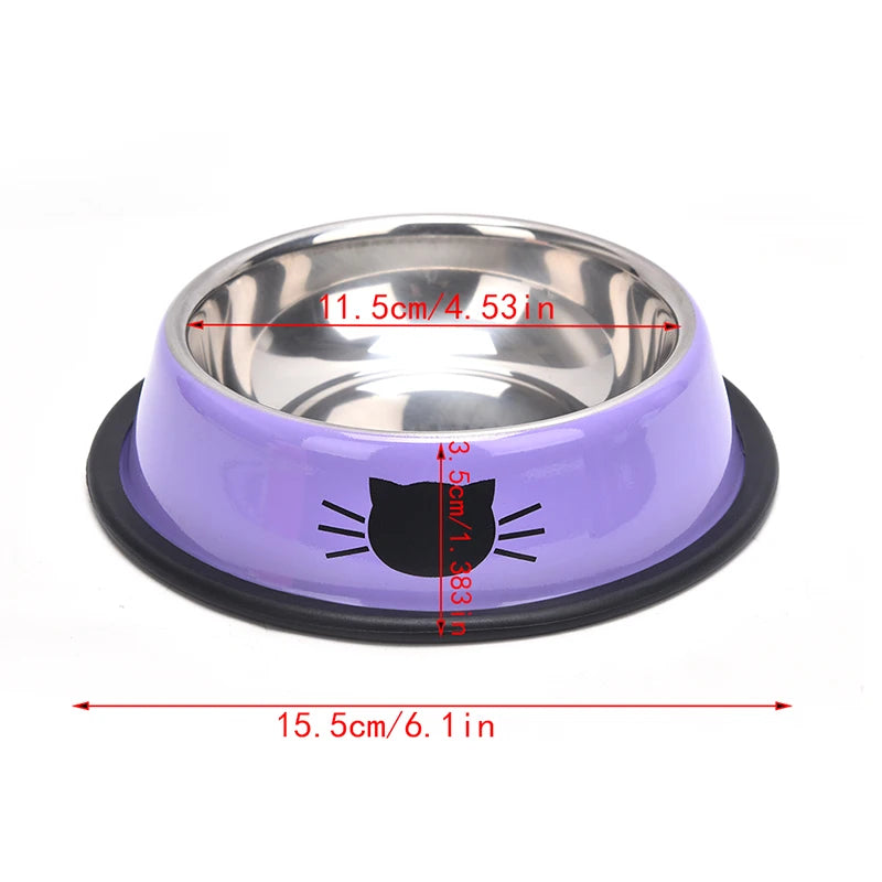 Thick Non-slip Cat Dog Food Bowl Foods Utensils Single Stainless Steel Pet Bowls For Cats And Puppies