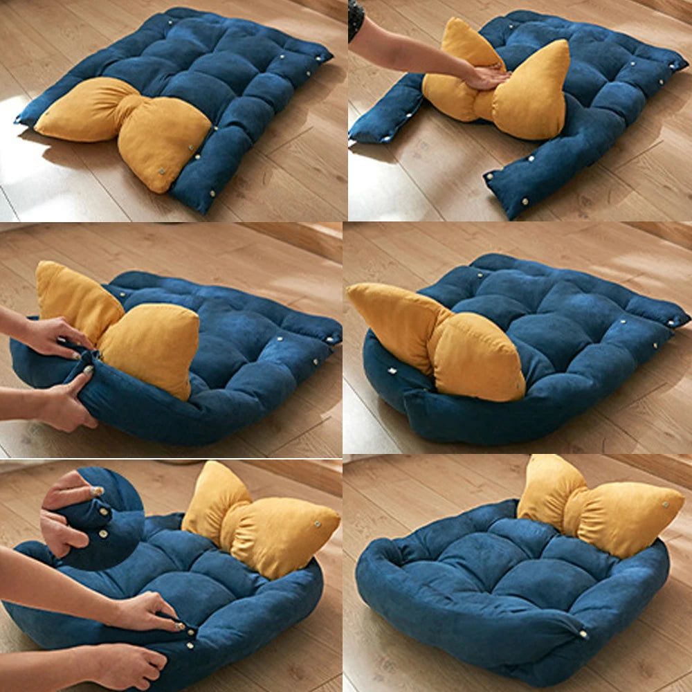 Multifunctional Dog Bed Washable Puppy Warm Cushion Mat Soft Big Anti Slip Bottom Pet Bed For Large Medium Small Dogs Pillow