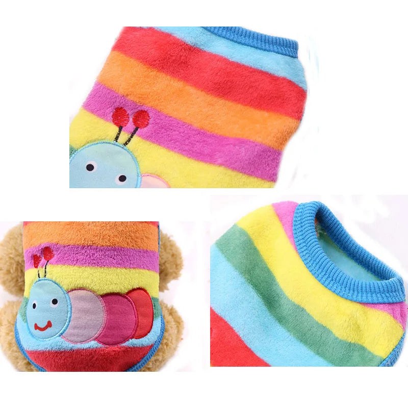 Cartoon Dog Clothes Fleece Puppy Vests Clothing Bulldog Yorkies Winter Warm Dog Coat For Small Cats Dogs Soft Pet Clothes Winter