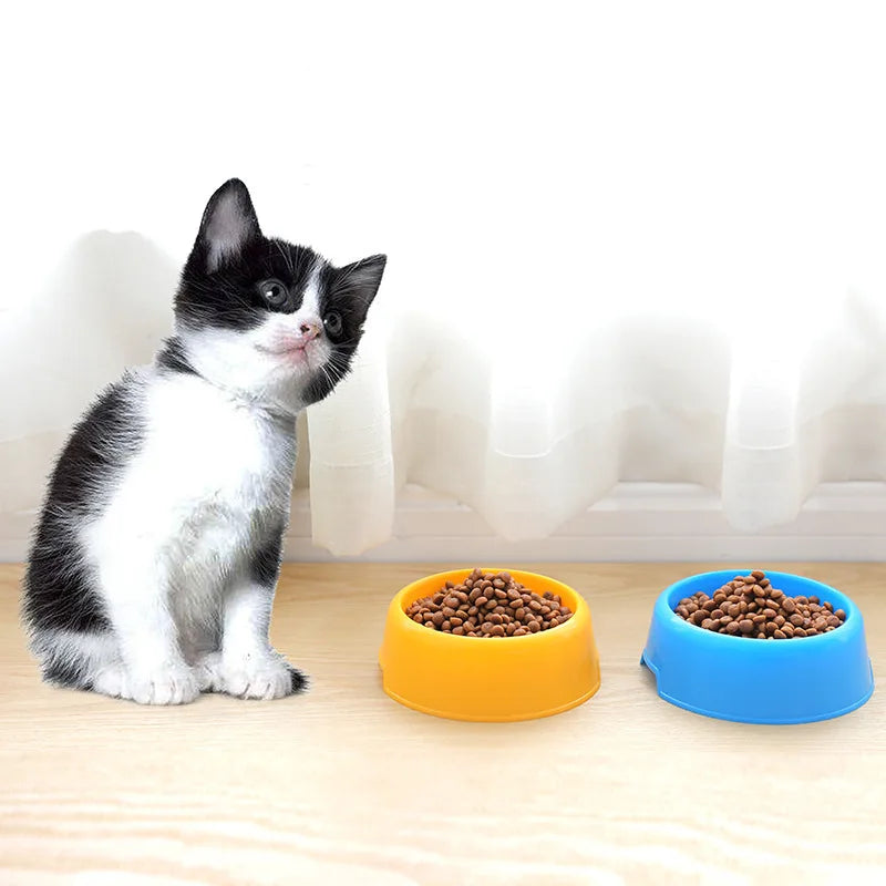Colorful Pet Bowl Dog Cat Puppy Plastic Round Bowl Travel Feeding Food Water Bowl Dish Dog Food Bowls Pet Products