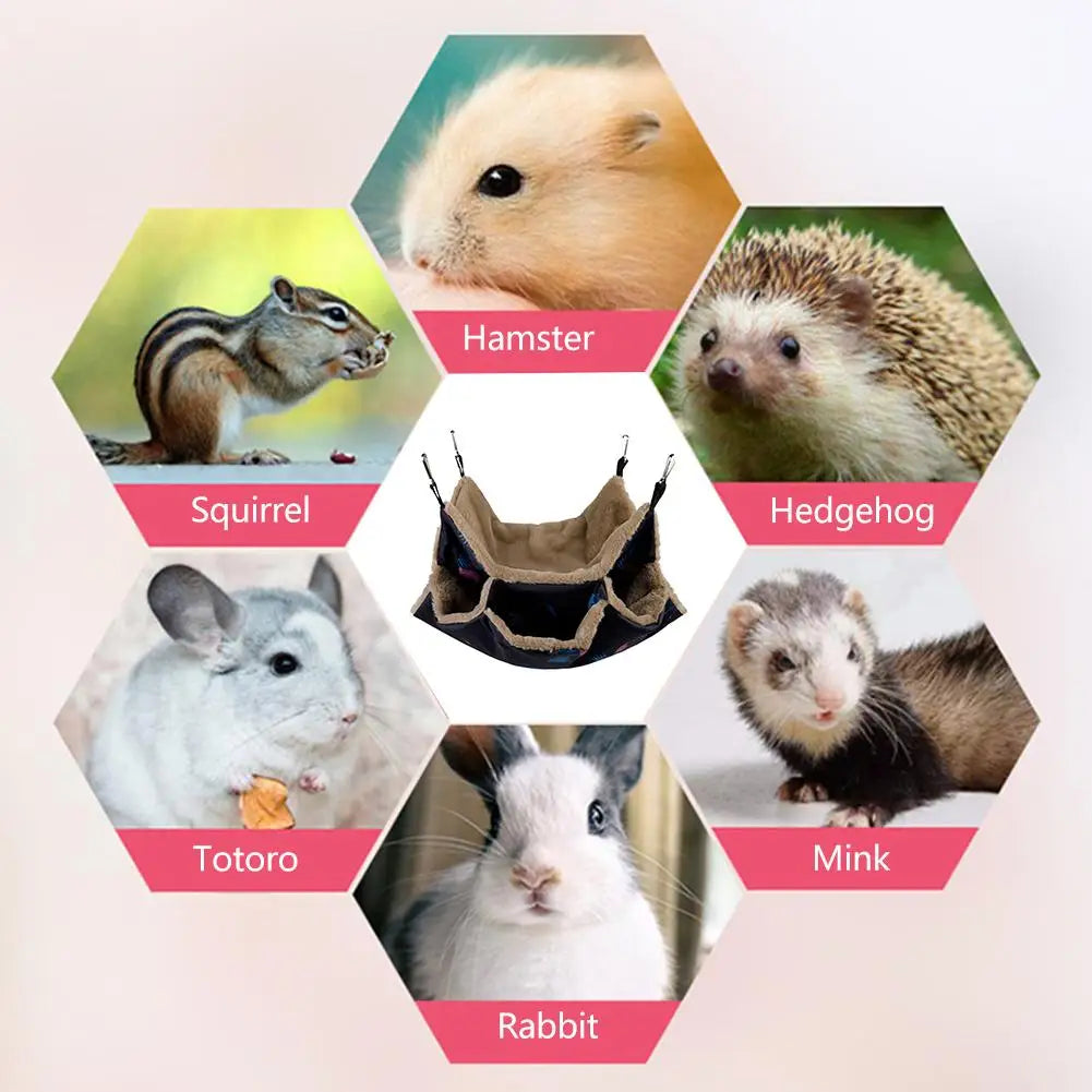 Small Pet Bed Hamster Hammock Double-layer Hammock Hamster Hanging Bed Cage For Ferret Squirrel Pet Warm Hanging Nest