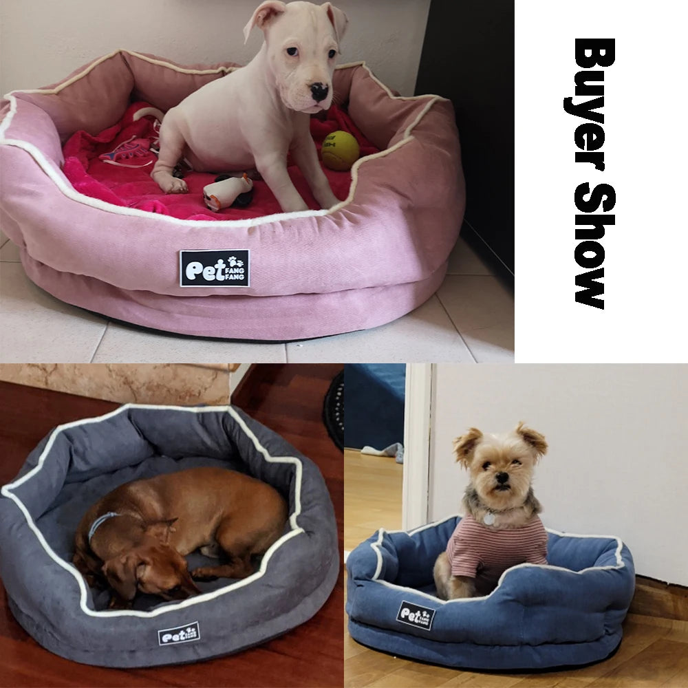 Dog Bed Winter Memory-Foam Waterproof Dog House For Puppy Large Removable Cover Pet Bed Soft Warm Dogs Lounge Sofa kennel