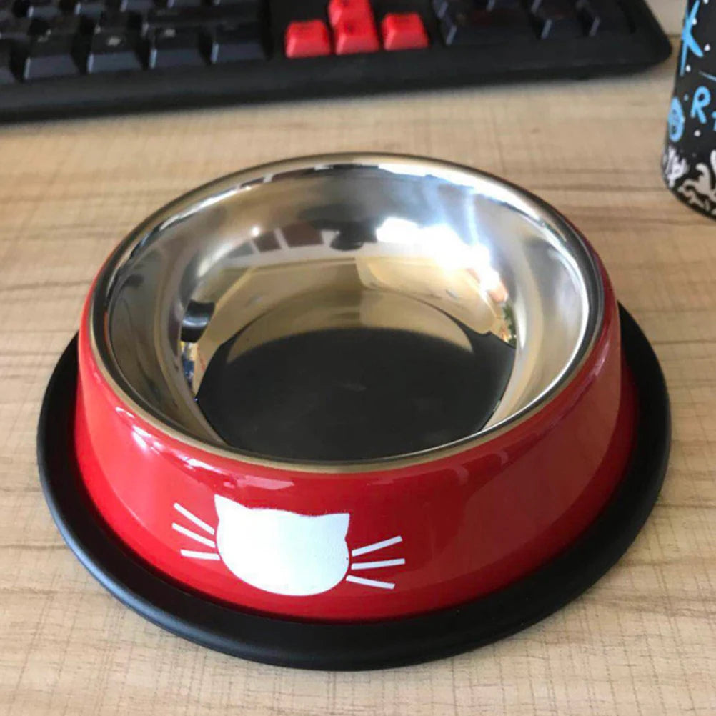 Thick Non-slip Cat Dog Food Bowl Foods Utensils Single Stainless Steel Pet Bowls For Cats And Puppies