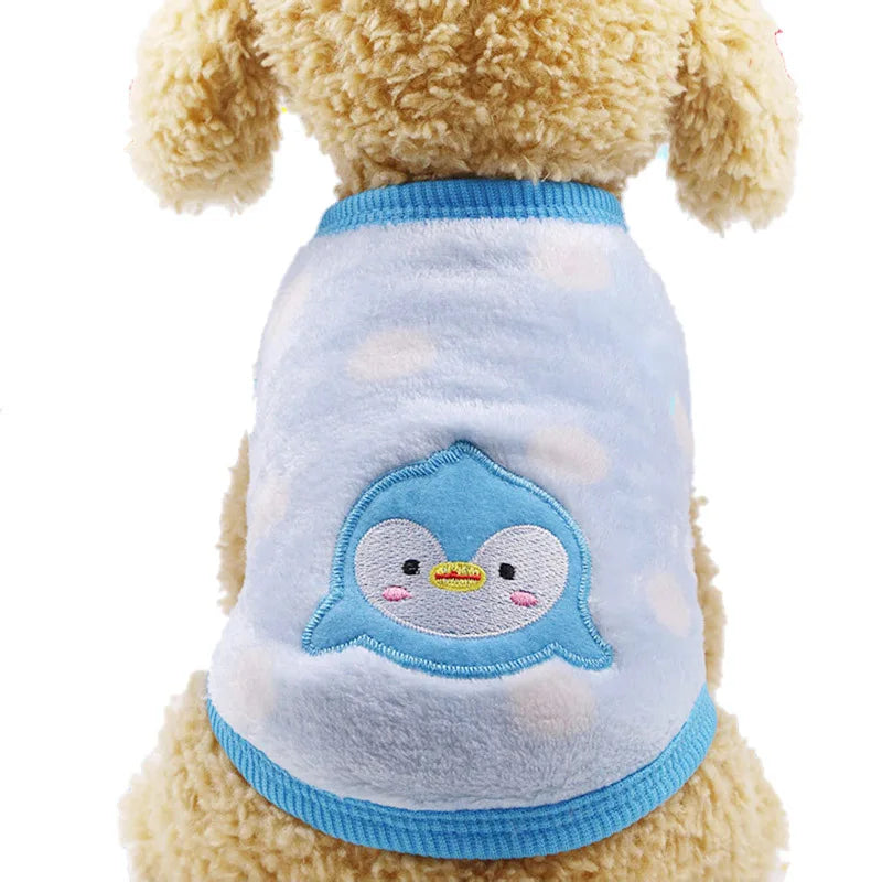 Cartoon Dog Clothes Fleece Puppy Vests Clothing Bulldog Yorkies Winter Warm Dog Coat For Small Cats Dogs Soft Pet Clothes Winter