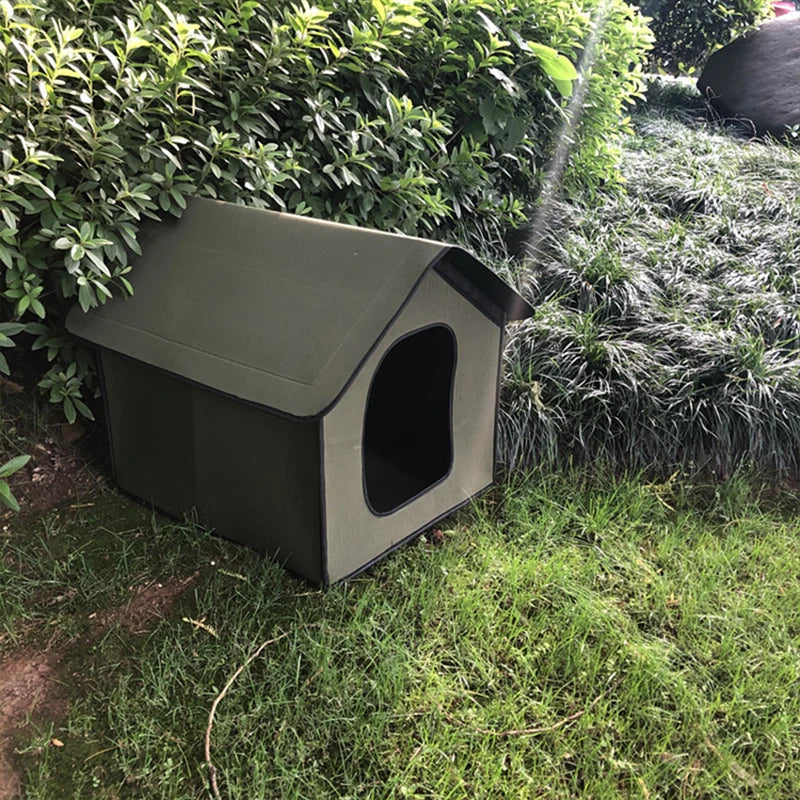 Foldable Cat House Waterproof House for Cats Small Dogs Outdoor Kitten Puppy Cave Nest Pet Bed With Inner Pad Cat Accessories