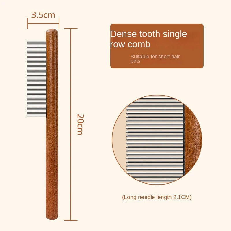 Cat Comb Stainless Steel Pet Hair Remover Wooden Handle Solid  Cat Hair Comb Pet Grooming Dog Brush Cleaning Tool Pets Supplies
