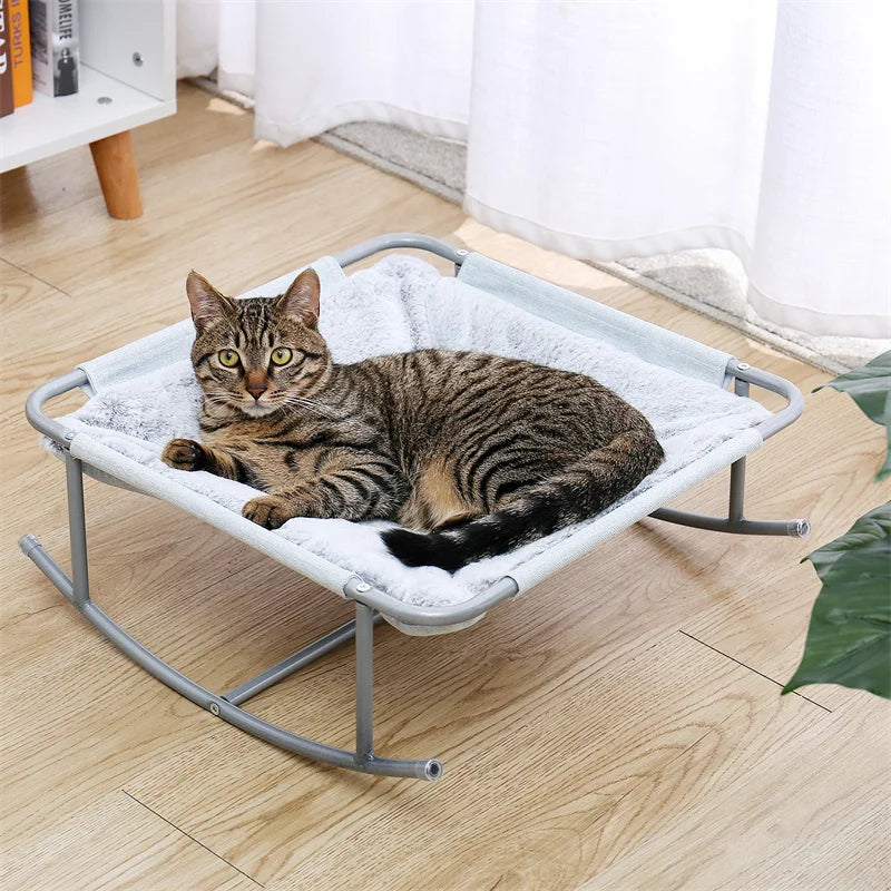 Pet Cat Bed Soft Plush Nest Cat Hammock Detachable Mat Pet Bed with Dangling Ball for Cats Small Dog Squar Tumbler Rocking Chair