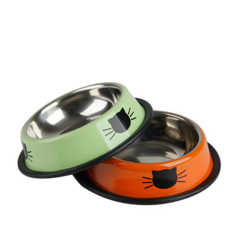 2021 New Hot Cat Feeding Bowl Stainless Steel Pet Bowls Cat Food Water Bowl Thick Non-slip Cat Dog Food Bowl Foods Utensils