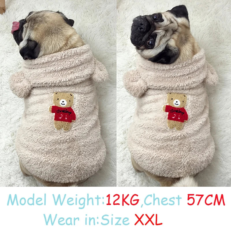 French Bulldog Pet Clothes Winter Dog Costume Soft Flannel Puppy Clothing For Dogs Coat Pug Bear Ear Dog Clothes Pet Products