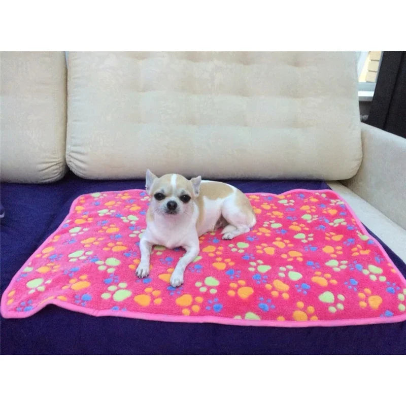 Cute Warm Pet Bed Mat Cover Small Medium Large Towl Paw Handcrafted Print Cat Dog Fleece Soft Blanket Puppy Winter Pet Supplies